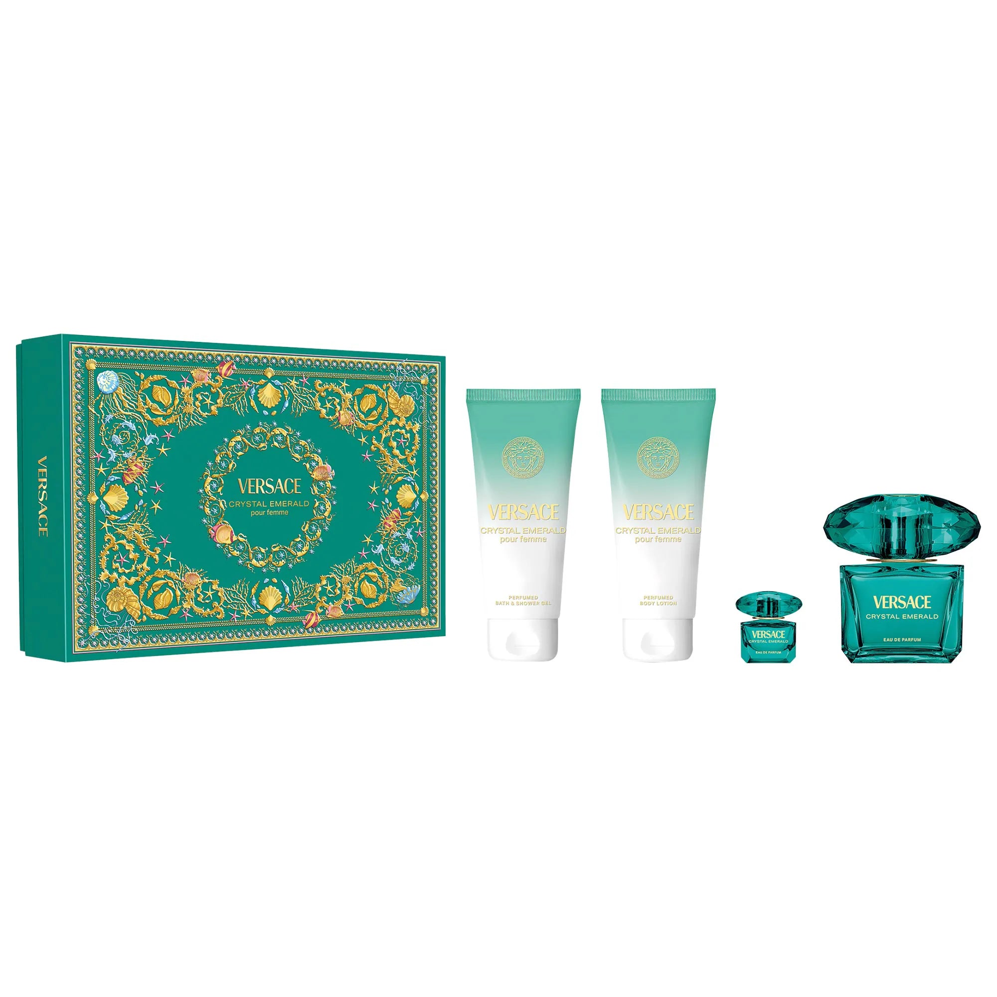 KIT VERSACE CRYSTAL EMERALD EDP 90 ML  4PZS