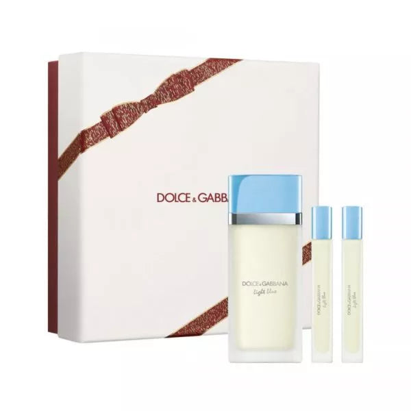 KIT DOLCE GABBANA LIGHT BLUE FEM EDT 100ML  10ML  10ML (CAJA BLANCA)