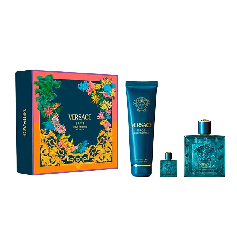 KIT VERSACE EROS PARFUM 100ML + SHOWER GEL + 5ML